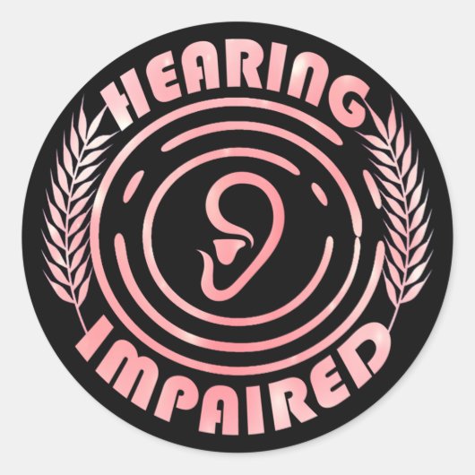 Sticker Rond Rose - Handicap auditif (Devant)