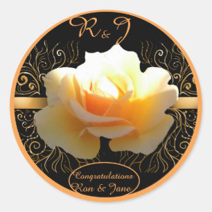 Sticker Rond Rose intérieur brillant jaune et or