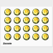 Sticker Rond Rose jaune (Feuille)