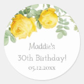 Sticker Rond Rose jaune | 30e anniversaire (Devant)