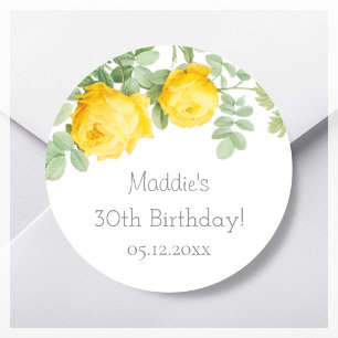Sticker Rond Rose jaune 30e anniversaire