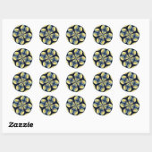 Sticker Rond Rose jaune Art Abstrait (Feuille)