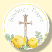 Sticker Rond Rose jaune envoyant une prière religieuse