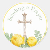 Sticker Rond Rose jaune envoyant une prière religieuse (Devant)