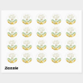 Sticker Rond Rose jaune et fleurs Feuilles 80e anniversaire (Feuille)