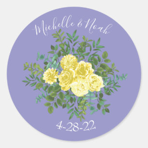 Sticker Rond Rose jaune et Mariage de fenêtre violet
