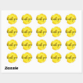 Sticker Rond Rose Jaune Merci Fleurs Grandes Lettres Cool Migno (Feuille)