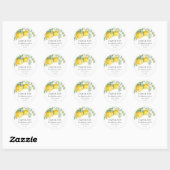 Sticker Rond Rose jaune | MERCI MARIAGE (Feuille)