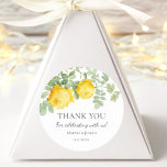 Sticker Rond Rose jaune | MERCI MARIAGE<br><div class="desc">Mariage rose jaune merci pour les autocollants.</div>