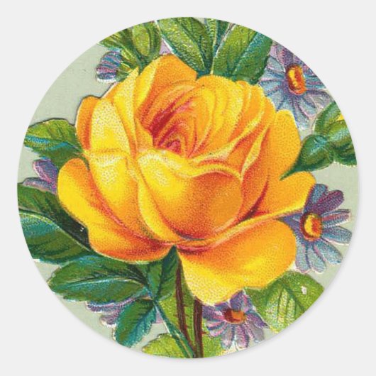 Sticker Rond Rose jaune vintage (Devant)