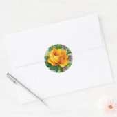 Sticker Rond Rose jaune vintage (Enveloppe)