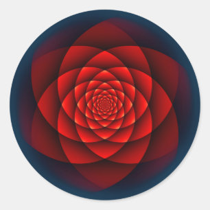 Sticker Rond Rose Kaleidoscope rouge + votre idée