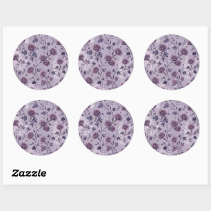 Sticker Rond Rose Lavande Poussiéreuse Teintes Rêveuses Florale