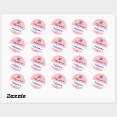 Sticker Rond Rose (lettre initiale et nom) Bonjour, Mon nom est (Feuille)