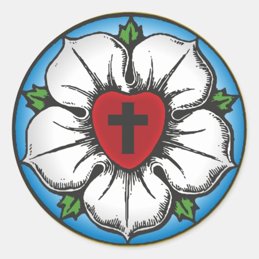 Sticker Rond Rose luthérien (Devant)