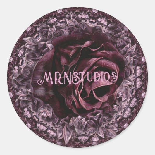 Sticker Rond Rose Mandala (Devant)
