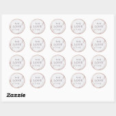 Sticker Rond Rose marbre or marbre moderne mariage amour monogr (Feuille)