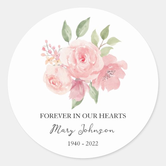 Sticker Rond Rose Memorial Funeral (Devant)