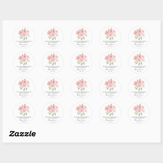 Sticker Rond Rose Memorial Funeral Seed Packet (Feuille)