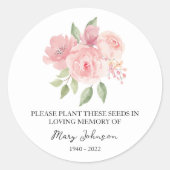 Sticker Rond Rose Memorial Funeral Seed Packet (Devant)