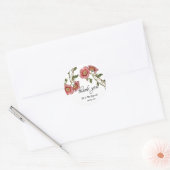 Sticker rond rose Merci Floral (Enveloppe)