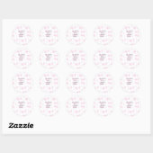 Sticker Rond Rose mignon baby shower aquarelle moderne dat (Feuille)