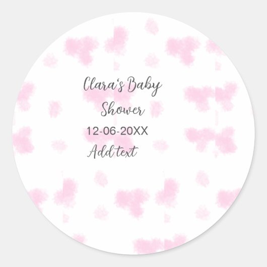 Sticker Rond Rose mignon baby shower aquarelle moderne dat (Devant)