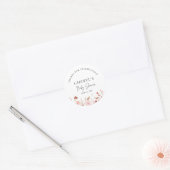 Sticker rond rose mignon Baby shower floral classi (Enveloppe)