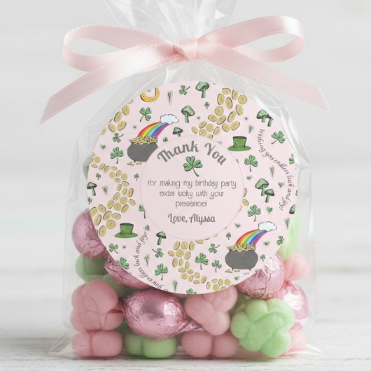 Sticker Rond Rose, Mignon & Rond Merci pour la Saint-Patrick