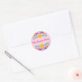 Sticker Rond Rose Mis Quince Anos Fleurs Mexicaines Fiesta (Enveloppe)