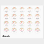 Sticker Rond Rose moderne Baby shower Saupoudrer Merci (Feuille)