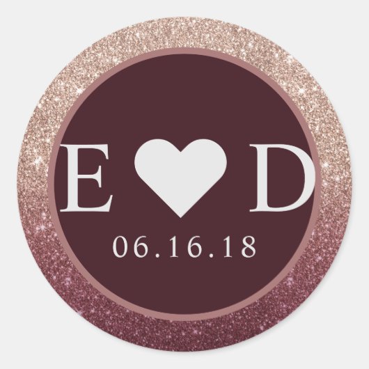 Sticker Rond Rose moderne Bourgogne Parties scintillant d'or Om (Devant)