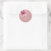 Sticker Rond Rose Moderne Élégant Fleurs Aquarelle Confirmation (Sac)