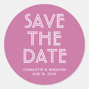 Sticker Rond Rose Moderne Enregistrer L'Autocollant Date