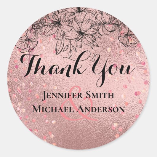 Sticker Rond Rose moderne Gold tendance Mariage budget (Devant)