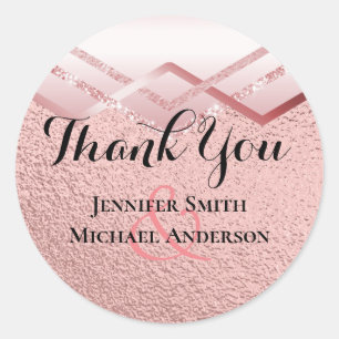 Sticker Rond Rose moderne Gold tendance Mariage budget