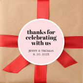 Sticker Rond Rose moderne Merci noir blanc