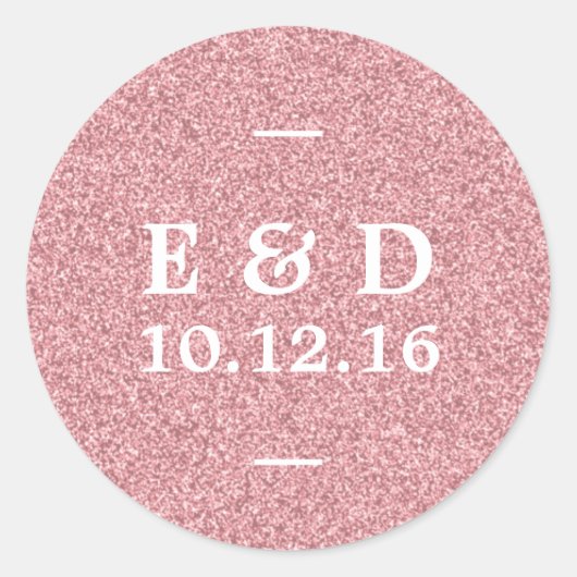 Sticker Rond Rose moderne Parties scintillant or Chic mariage F (Devant)