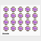 Sticker Rond Rose moderne violet Faux Gold Foil Mariage rayé (Feuille)