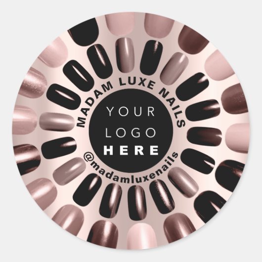 Sticker Rond Rose Nails Stylist Studio Logo personnalisé MMODER (Devant)