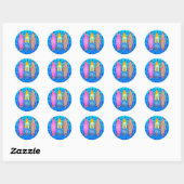 Sticker Rond Rose né au Surf (Feuille)