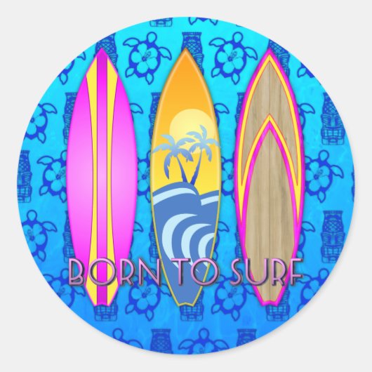 Sticker Rond Rose né au Surf (Devant)