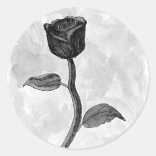 Sticker Rond Rose noir.