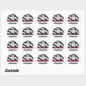 Sticker Rond ROSE NOIR BLANC ZEBRA MONOGRAMME DE FOUR, Enregist (Feuille)