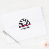Sticker Rond ROSE NOIR BLANC ZEBRA MONOGRAMME DE FOUR, Enregist (Enveloppe)
