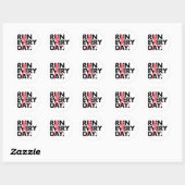 Sticker Rond Rose/Noir "Courez chaque jour" (Feuille)