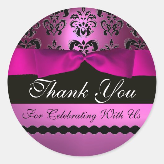 Sticker Rond ROSE NOIR DAMASK RIBBON MONOGRAM Violet violet (Devant)