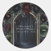 Sticker Rond Rose noir Floral Gothique Mariage d'Halloween (Devant)