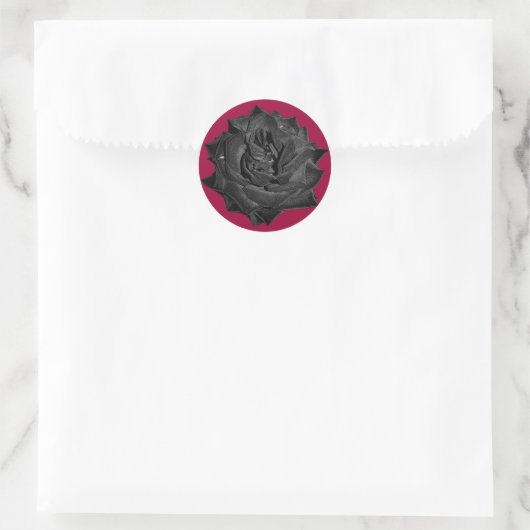 Sticker Rond Rose noir unique (Sac)