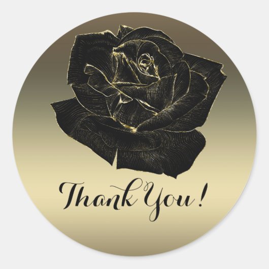 Sticker Rond Rose noire et or Glamour Élégant Chic Classe Soiré (Devant)